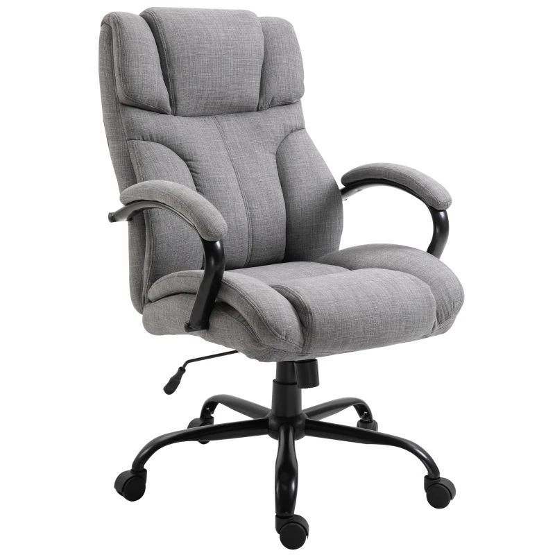 Vinsetto 500lbs Big and Tall Office Chair with Wide Seat, Ergonomic Executive Computer Chair with Adjustable Height, Swivel Wheels and Linen Finish, Light Gray