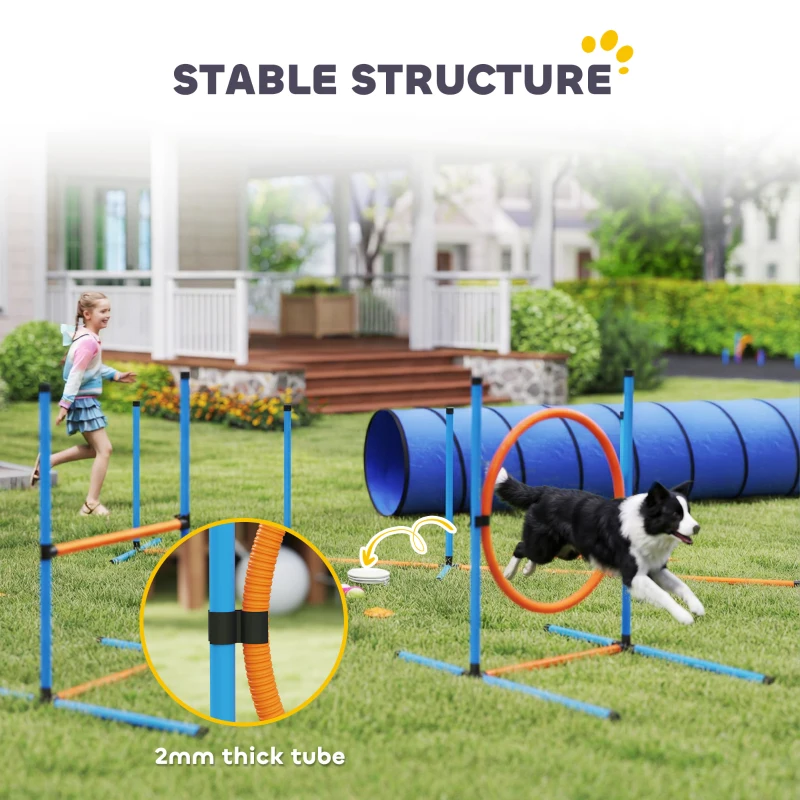 PawHut Dog Agility Training Equipment, 8PCS Dog Obstacle Course Starter Kit with Carrying Bag