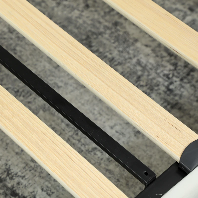 HOMCOM Upholstered Twin Trundle Bed, Extendable Twin to King Day Bed with Headboard and Armrests, Cream White