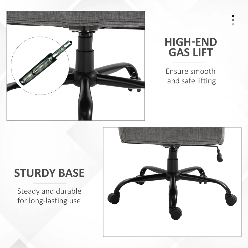 Vinsetto 500lbs Big and Tall Office Chair with Wide Seat, Ergonomic Executive Computer Chair with Adjustable Height, Swivel Wheels and Linen Finish, Light Gray