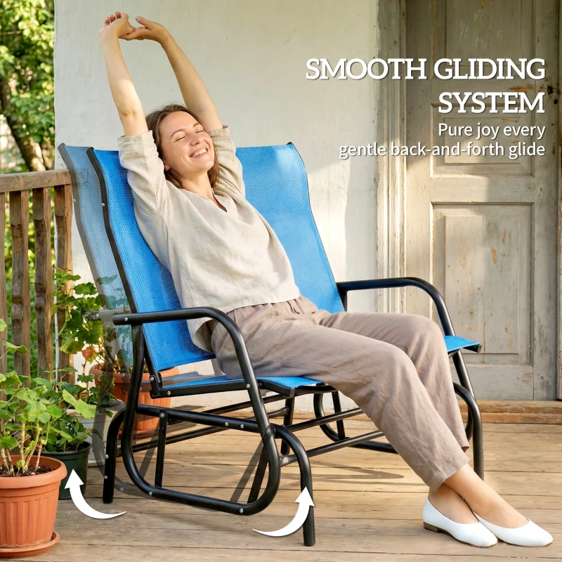 Outsunny Outdoor Glider Bench, Patio Glider for 2 Persons, Blue