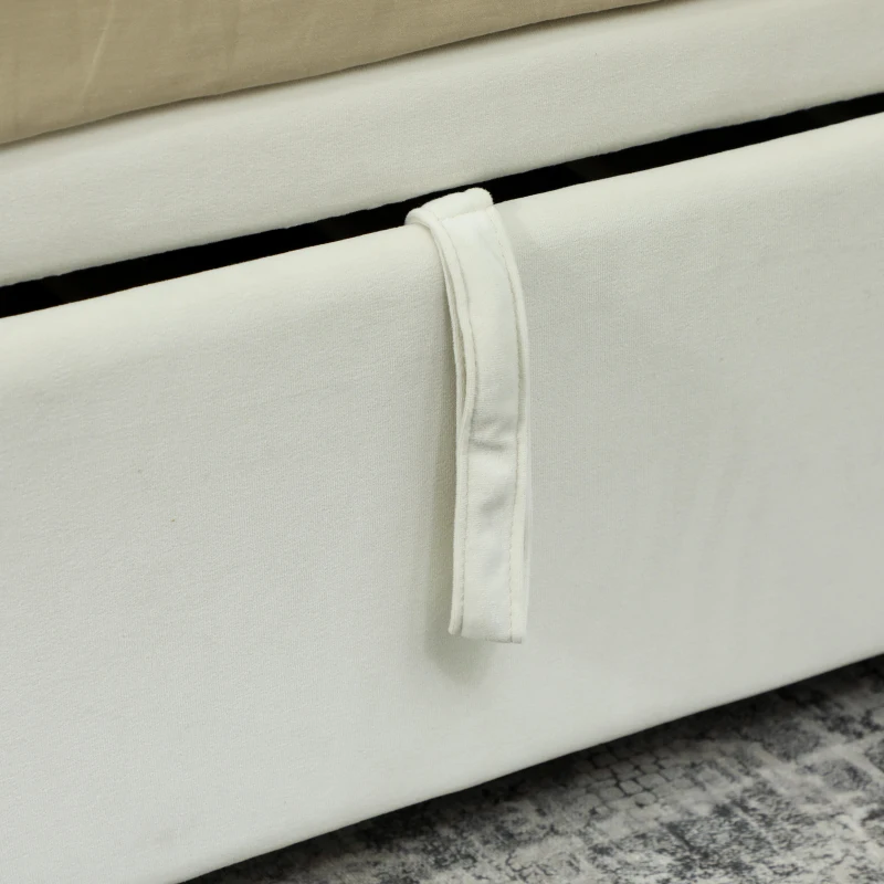 HOMCOM Upholstered Twin Trundle Bed, Extendable Twin to King Day Bed with Headboard and Armrests, Cream White