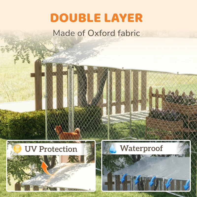PawHut 19.7' x 7.5' x 7.5' Outdoor Dog Kennel for Large-Sized Dogs with Waterproof UV Resistant Roof, Silver