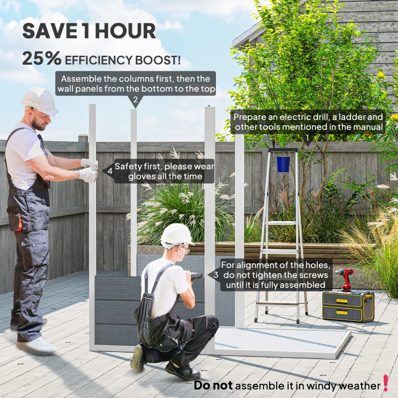 Outsunny 6' x 4' Outdoor Storage Shed, Plastic Shed with Floor, Window, Lockable Door and Vents for Outdoor Patio Storage, Gray