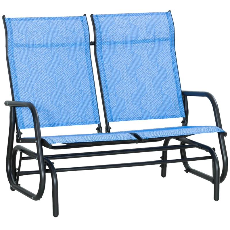 Outsunny Outdoor Glider Bench, Patio Glider for 2 Persons, Blue