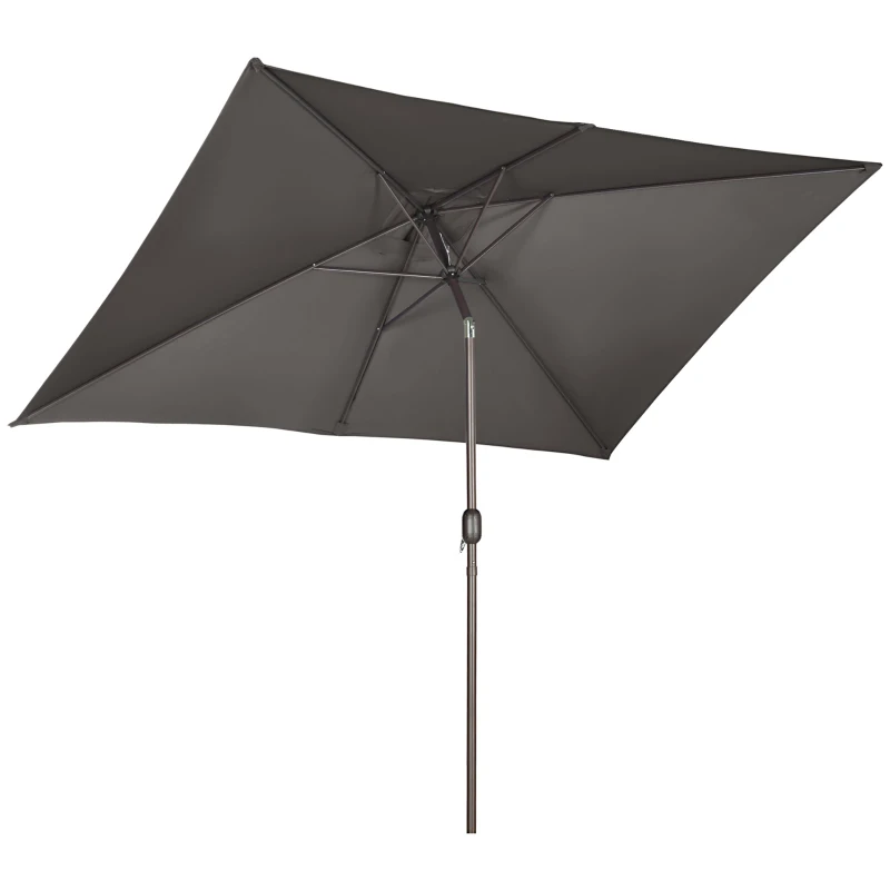 Outsunny 6.5x10ft Patio Umbrella, Rectangle Market Umbrella, Dark Grey