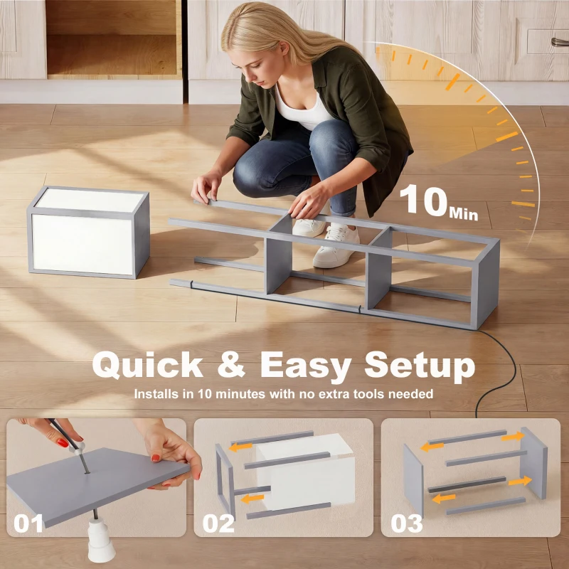 HOMCOM 3-Tier Floor Lamp, Standing Reading Light with Storage Shelves for Living Room, Bedroom, or Dining Room, Grey