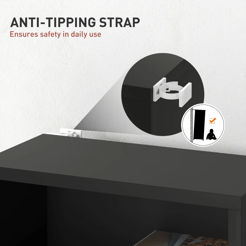 HOMCOM Media Storage Cabinet, 9-Tier Tall Narrow DVD Shelf with 6 Adjustable Shelves, Black