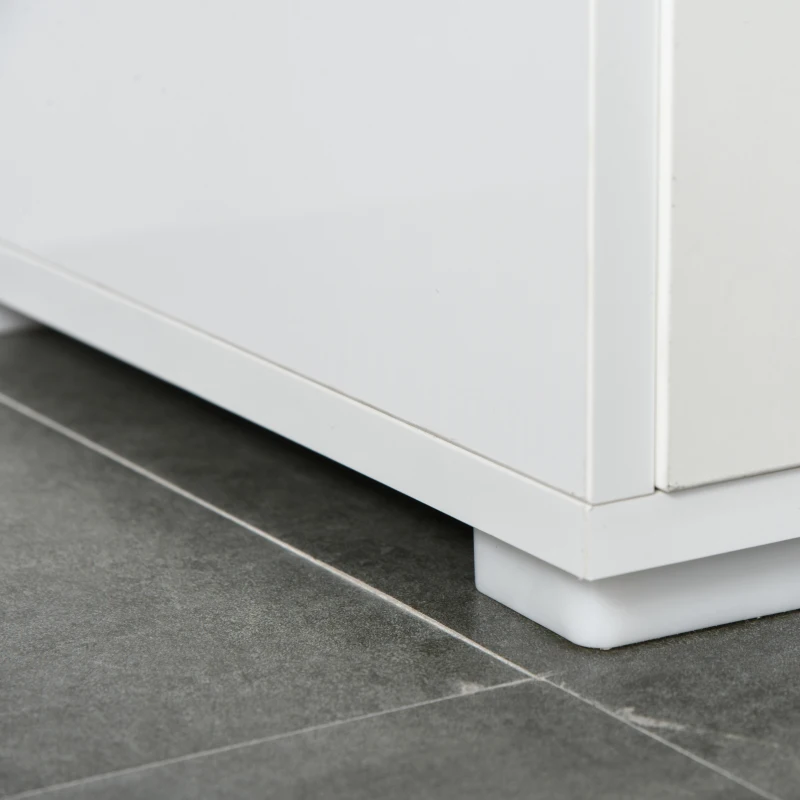 HOMCOM High Gloss Buffet Sideboard with 2 Drawers, 2 Doors and Adjustable Shelf, Kitchen Storage Cabinet with Push Open Design, White