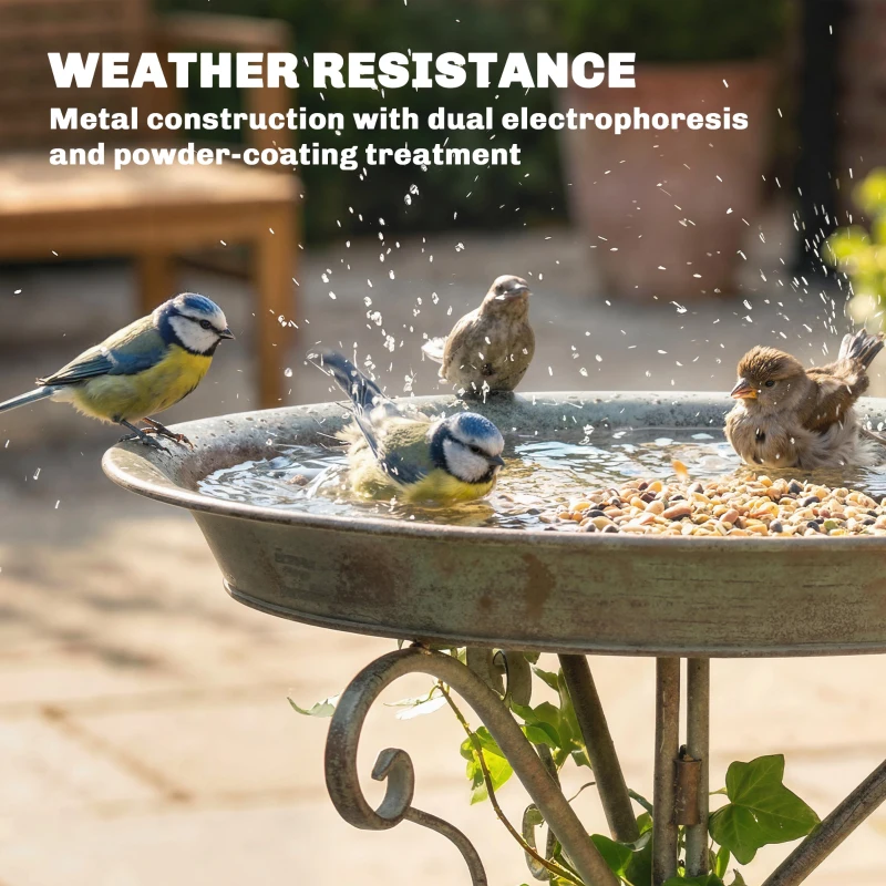 Outsunny 30" Tall Bird Bath with Bird Statue and Decorative Stand, Freestanding Vintage Garden BirdBath Bowl Pedestal