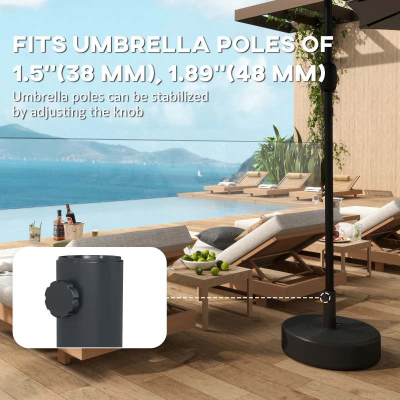 Outsunny Patio Umbrella Base 33 lbs Water or 42 lbs Sand Filled, Outdoor Umbrella Stand for 1.5"/1.9" Poles Black