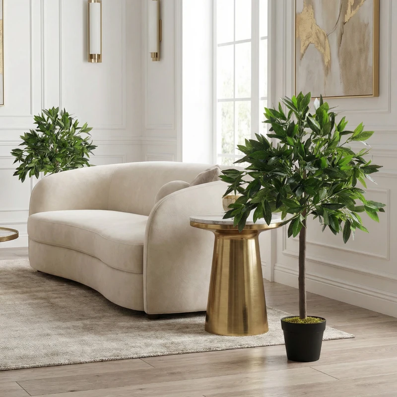 Outsunny 3FT Artificial Laurel Tree Set of 2, Lifelike Fake Plant with 564 Leaves, Potted Fake Plant for Home Office Decor, Green