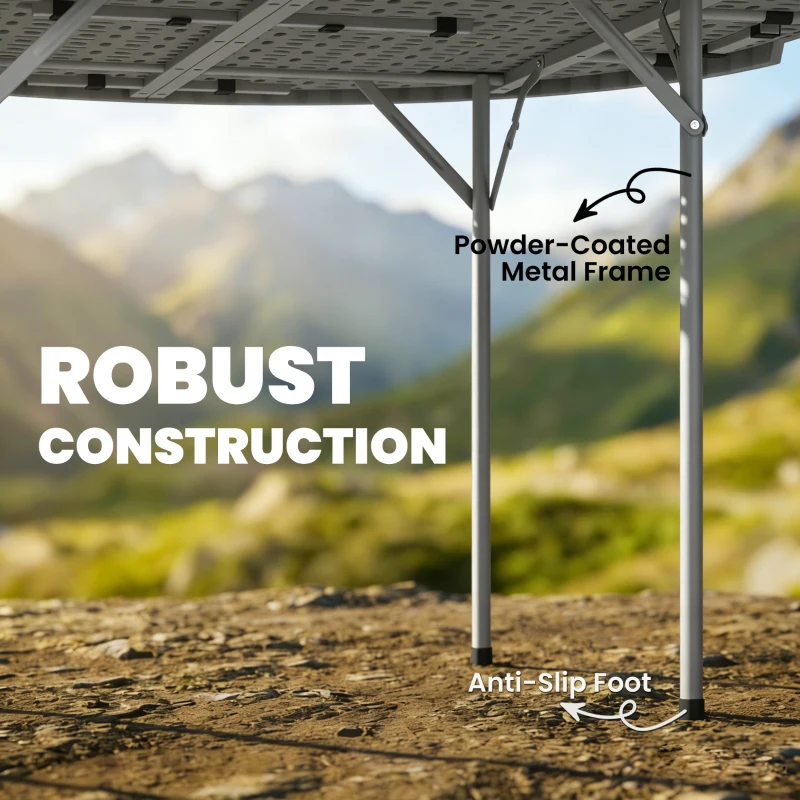 Outsunny 4ft Plastic Folding Picnic Table, Camping Table with Anti-Slip Foot Pads, Indoor Outdoor for Beach, BBQ, Grey