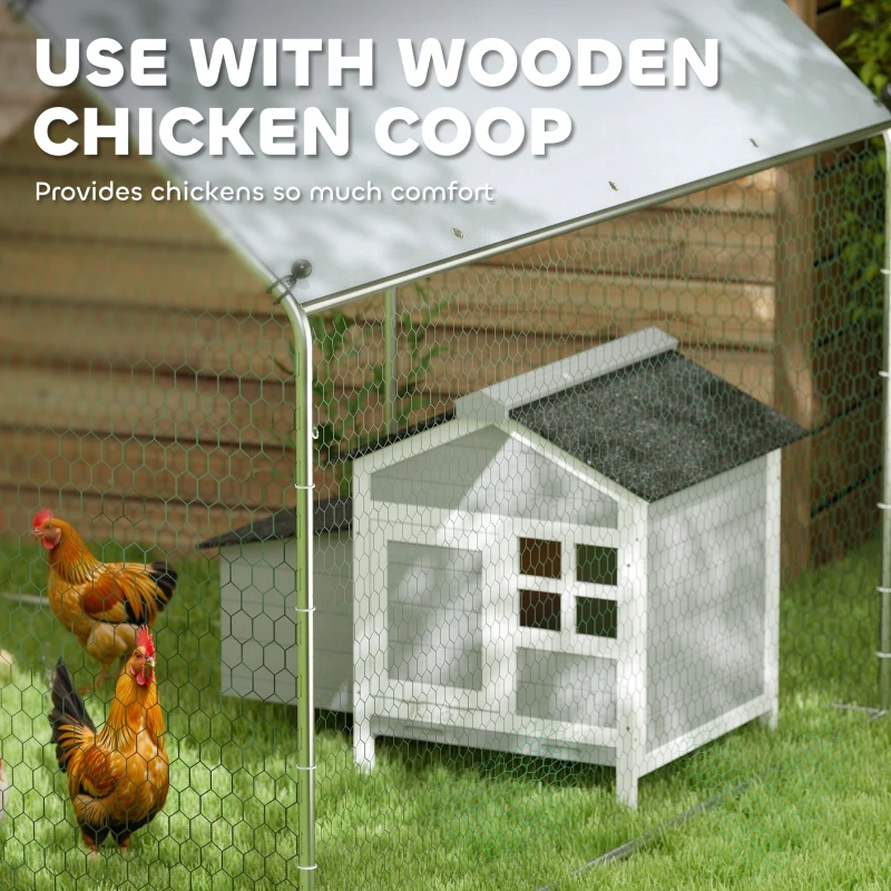PawHut Metal Chicken Coop with Water- and UV-Protection Cover for Backyard Hen, Duck, Rabbit, 6.6' x 6.6' x 6.6'