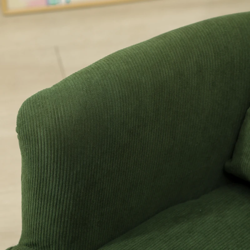 HOMCOM Modern Accent Chair, Upholstered Armchair with Solid Wood Legs and Lumbar Pillow for Living Room, Green