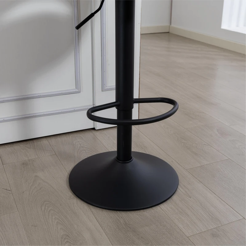 HOMCOM Bar Stools Set of 2, Swivel Counter Height Barstools with Adjustable Height, Plush Upholstered Bar Chairs with Round Metal Base and Footrest, Cream