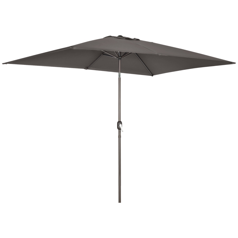 Outsunny 6.5x10ft Patio Umbrella, Rectangle Market Umbrella, Dark Grey