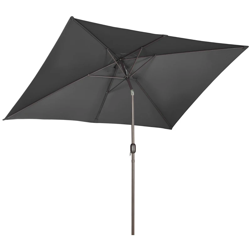 Outsunny 6.5x10ft Patio Umbrella, Rectangle Market Umbrella, Black