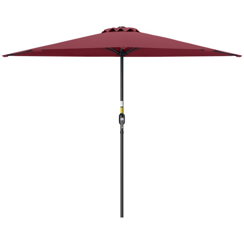 Outsunny 9ft Half Round Umbrella Outdoor Patio Garden Balcony Parasol Window Sun Shade w/ 5 Ribs Wine Red