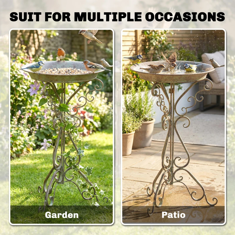 Outsunny 30" Tall Bird Bath with Bird Statue and Decorative Stand, Freestanding Vintage Garden BirdBath Bowl Pedestal