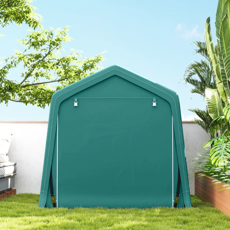 Outsunny 7.9' x 6.6' Garden Storage Tent, Patio Storage Shelter w/ Metal Frame and Double Zipper Doors, Green