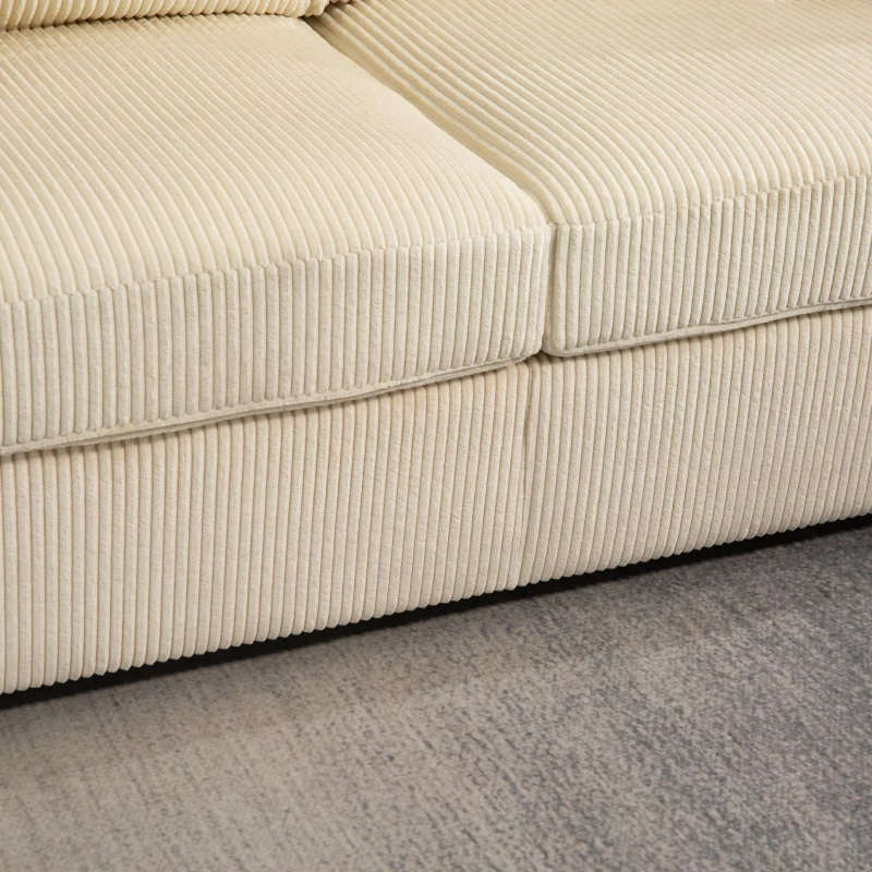 HOMCOM 3 Seater Sofa, 83.5" Modern Upholstered Couch with Pocket Spring and 2 Scatter Cushions for Living Room, Cream White