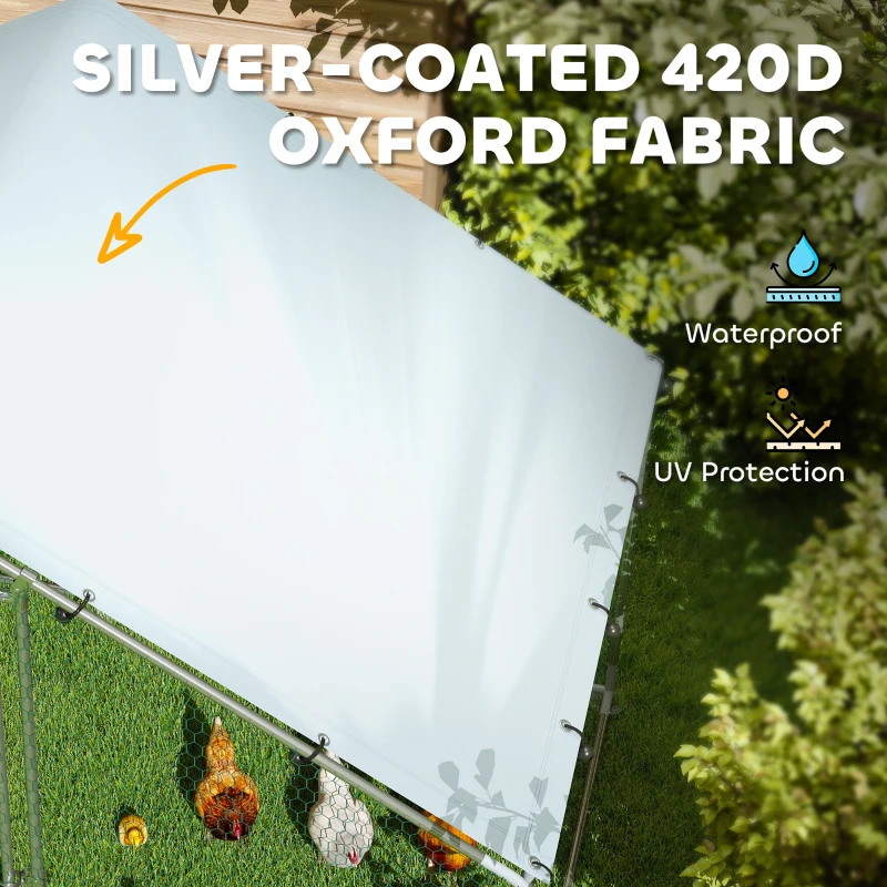 PawHut Metal Chicken Coop, 9.8 x 5.6 FT Walk-in Chicken Run with Cover, Lockable Door, Outdoor Poultry Cage for 5-8 Chickens