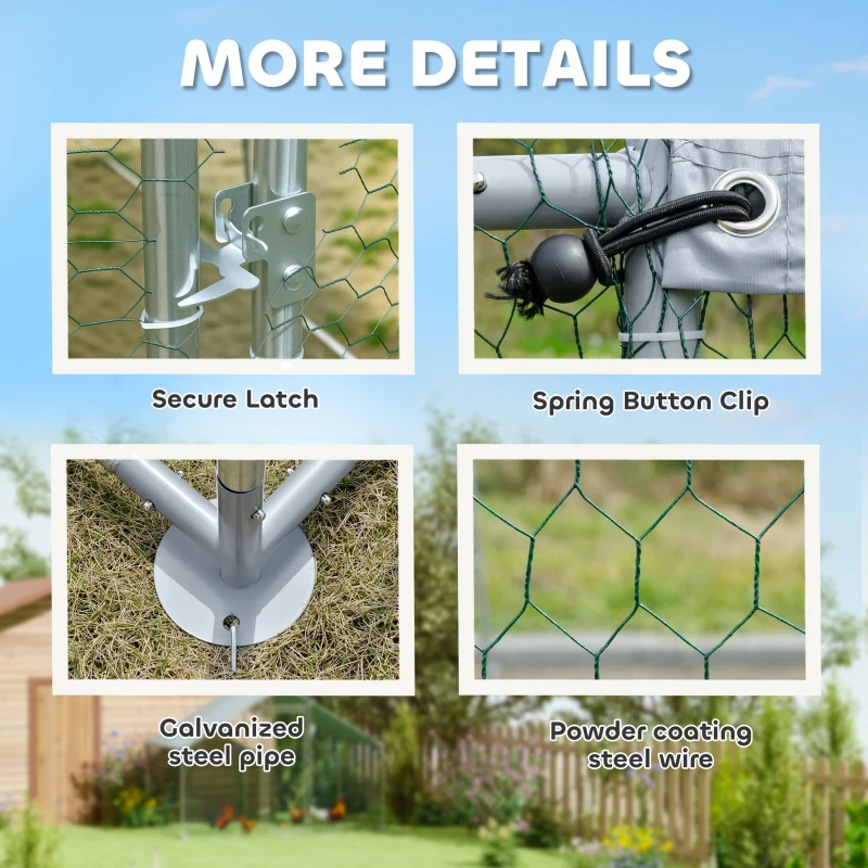 PawHut Metal Chicken Coop, 9.8 x 5.6 FT Walk-in Chicken Run with Cover, Lockable Door, Outdoor Poultry Cage for 5-8 Chickens