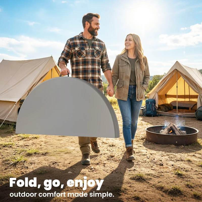 Outsunny 4ft Plastic Folding Picnic Table, Camping Table with Anti-Slip Foot Pads, Indoor Outdoor for Beach, BBQ, Grey