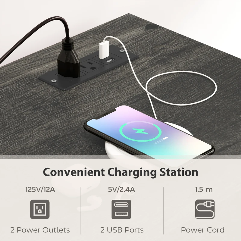 HOMCOM TV Stand with Power Outlets, Sliding Barn Doors and Adjustable Shelves for 72 Inch TVs, Dark Grey(m-4)