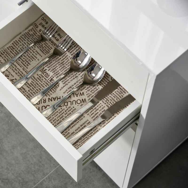 HOMCOM High Gloss Buffet Sideboard with 2 Drawers, 2 Doors and Adjustable Shelf, Kitchen Storage Cabinet with Push Open Design, White