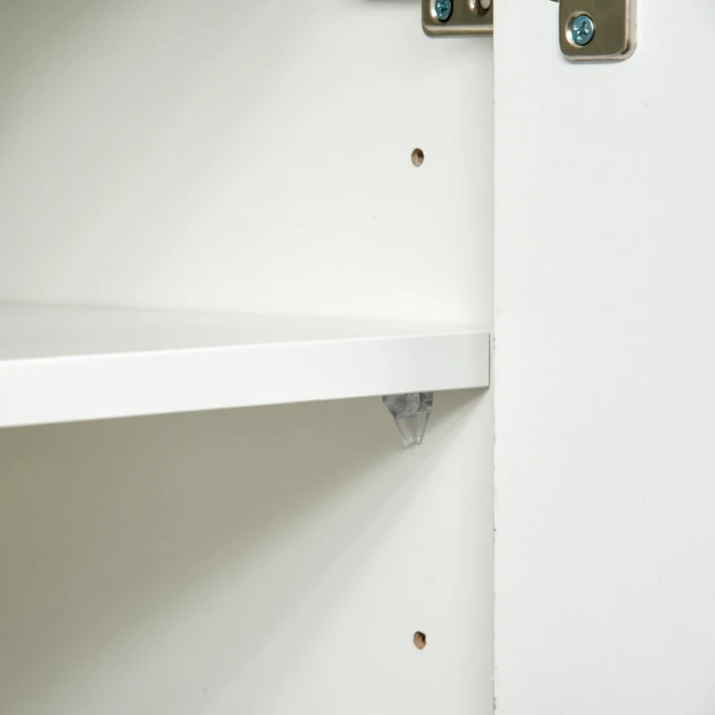 HOMCOM High Gloss Buffet Sideboard with 2 Drawers, 2 Doors and Adjustable Shelf, Kitchen Storage Cabinet with Push Open Design, White