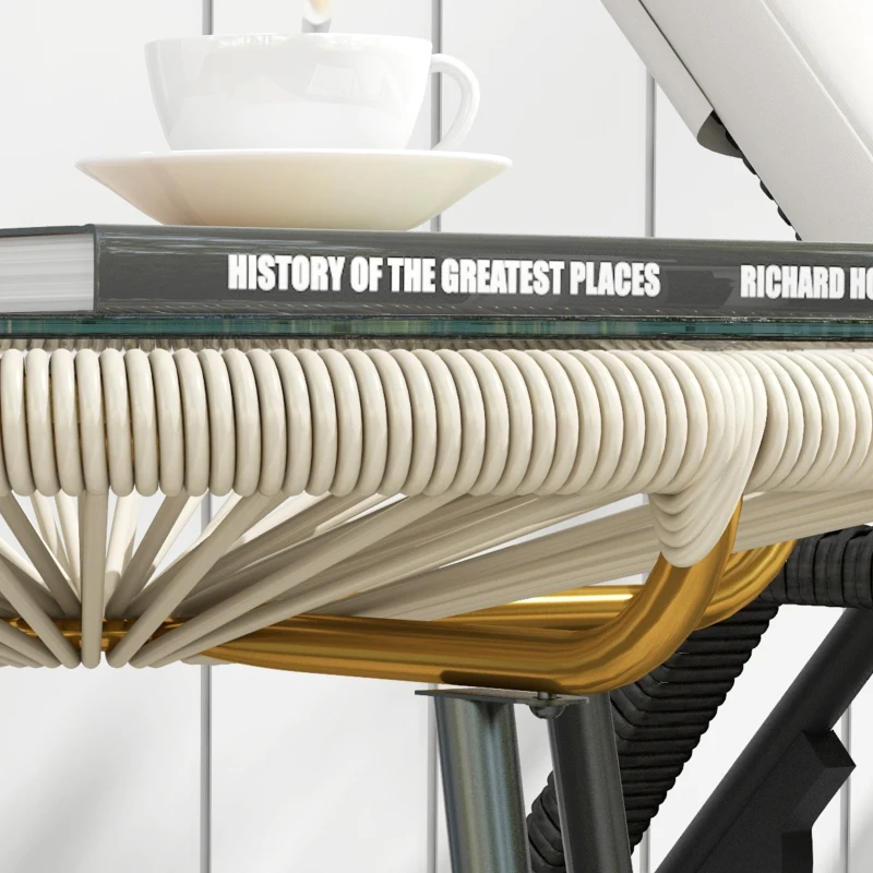 Outsunny Rattan Side Table, Round Outdoor Table, with Round PE Rattan and Tempered Glass Table Top for Patio, Garden, Cream White