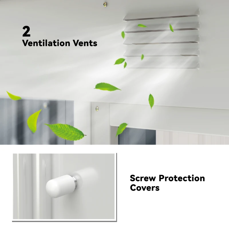 Outsunny 7' x 4' Outdoor Storage Shed, Metal Garden Shed with Lockable Sliding Doors and Vents, Grey