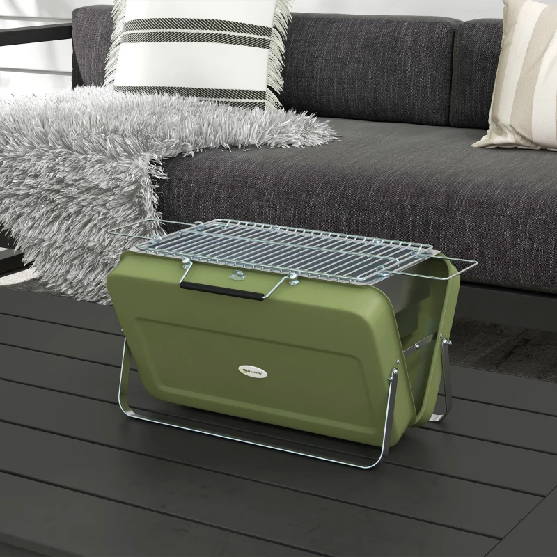 Outsunny Metal Suitable-Style Portable BBQ Grill - Green
