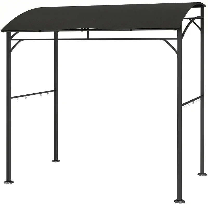 Outsunny 7' x 5' Garden Grill Canopy, BBQ Grill Gazebo Tent with Steel Frame and Hooks, Outdoor Sun Shade, Black