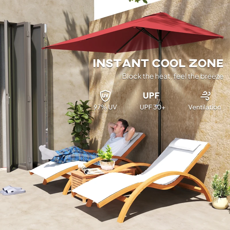 Outsunny 8ft Half Round Umbrella Outdoor Balcony Parasol Patio Garden Outdoor Window Sun Shade w/ 5 Ribs