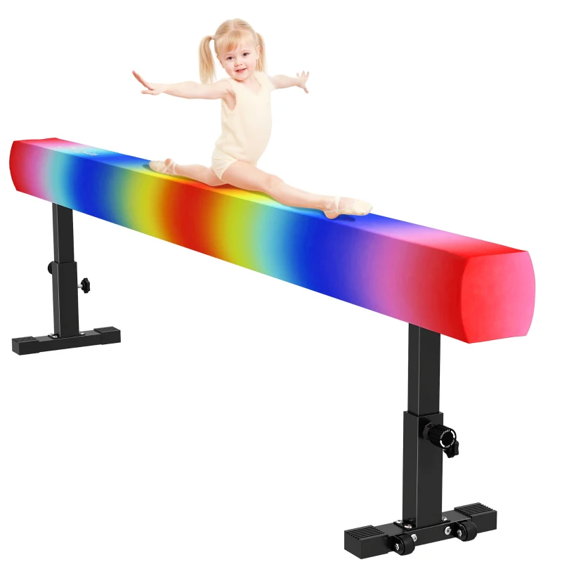 Soozier 7.5ft Adjustable Balance Beam, Gymnastics Beam with Wheels, Gymnastics Equipment for 6+ Years Old Training