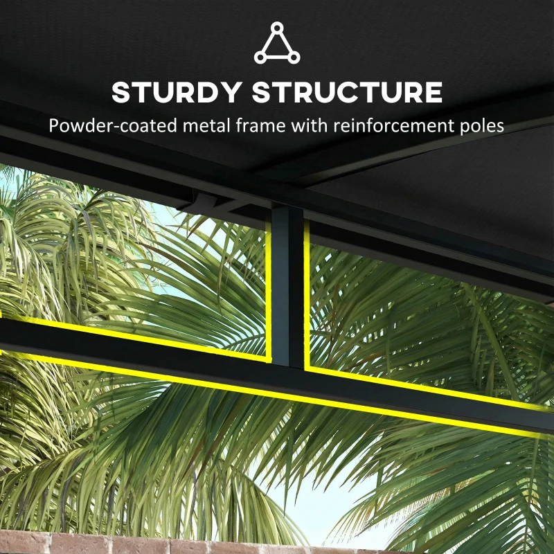 Outsunny 7' x 5' Garden Grill Canopy, BBQ Grill Gazebo Tent with Steel Frame and Hooks, Outdoor Sun Shade, Black