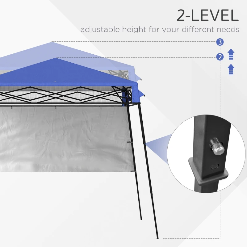 Outsunny 7' x 7' Garden Foldable Pop Up Gazebo Tent with Backpack & Inclined Legs Outdoor Party Canopy, Blue & Black