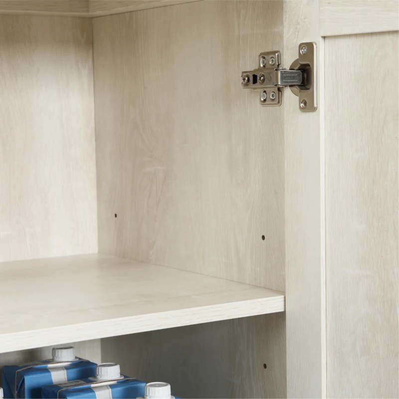 HOMCOM 63" Kitchen Storage Cabinet, 5-tier Pantry Cabinet with Doors and Adjustable Shelves for Dining Room, Distressed White