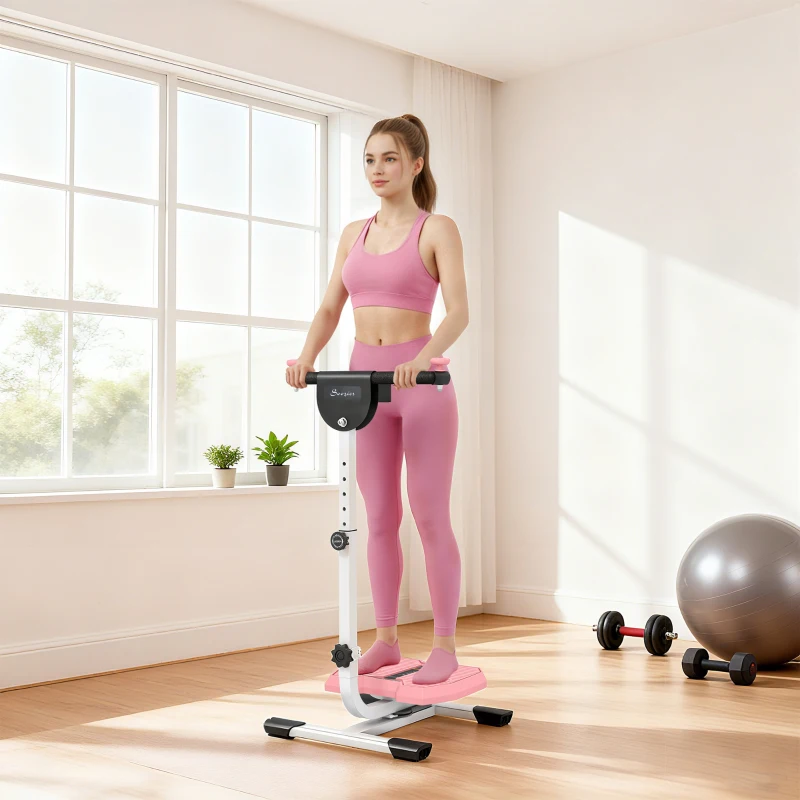 Soozier Foldable Ab Twister Board for Waist Trimming with LCD Display, Ab Workout Equipment for Women and Men, Pink