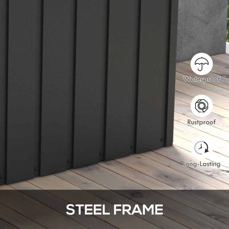 Outsunny 119 Gallon Deck Box, Lockable Galvanised Steel Outside Storage Container for Tools, Cushions, Dark Grey