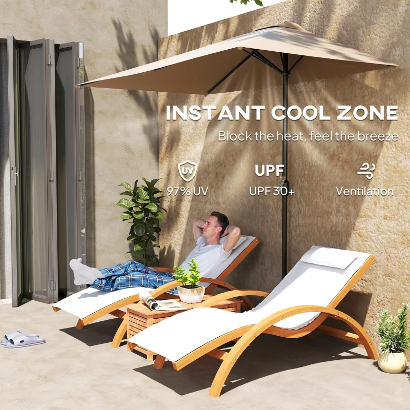 Outsunny 8ft Half Round Umbrella Outdoor Balcony Parasol Patio Garden Outdoor Window Sun Shade w/ 5 Ribs