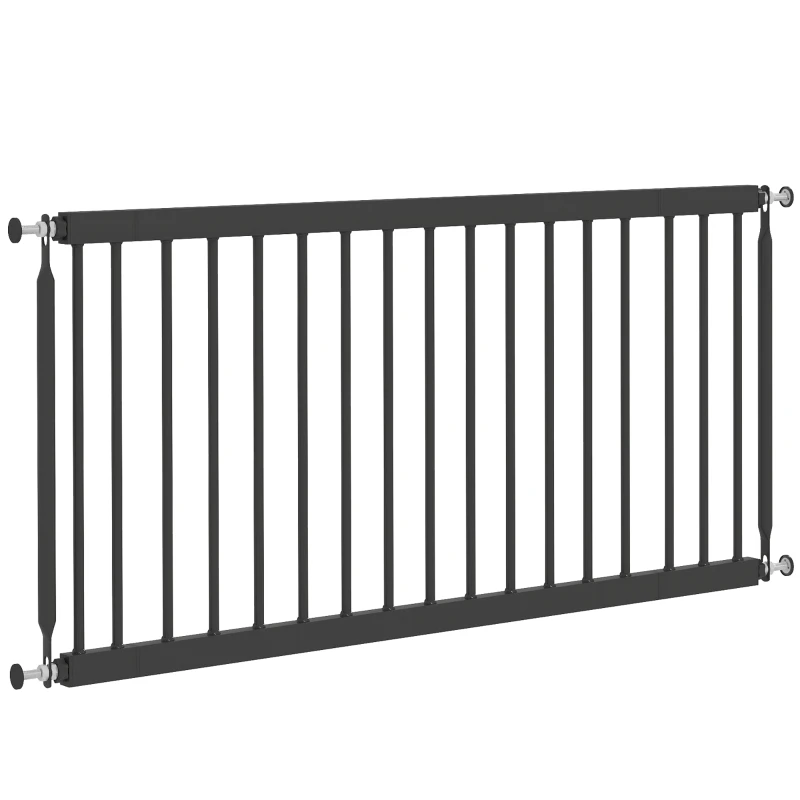 PawHut 26"-37" Dog Gate, Adjustable Pet Gate, Fits 18" Tall with 2 Extension, Pressure Mount Kit for Stairs and Doorways, Black