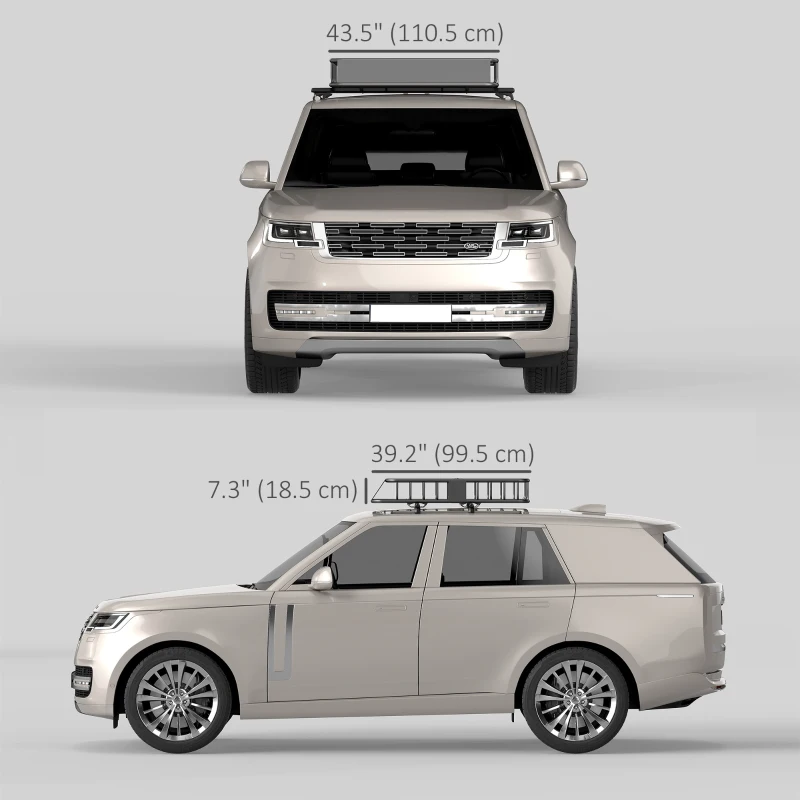 HOMCOM Universal Roof Rack Basket, 200lbs Steel Roof Rack Cargo Carrier with Wind Fairing, Side Rails, 43.5"x39.2"x7.3", Black