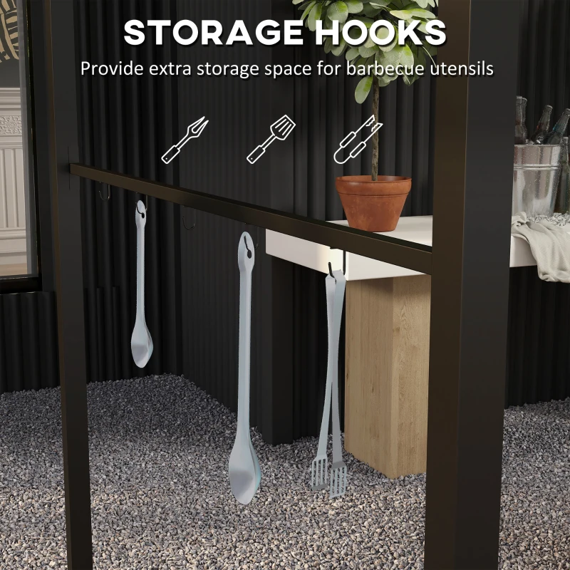 Outsunny 7' x 5' Garden Grill Canopy, BBQ Grill Gazebo Tent with Steel Frame and Hooks, Outdoor Sun Shade, Dark Coffee