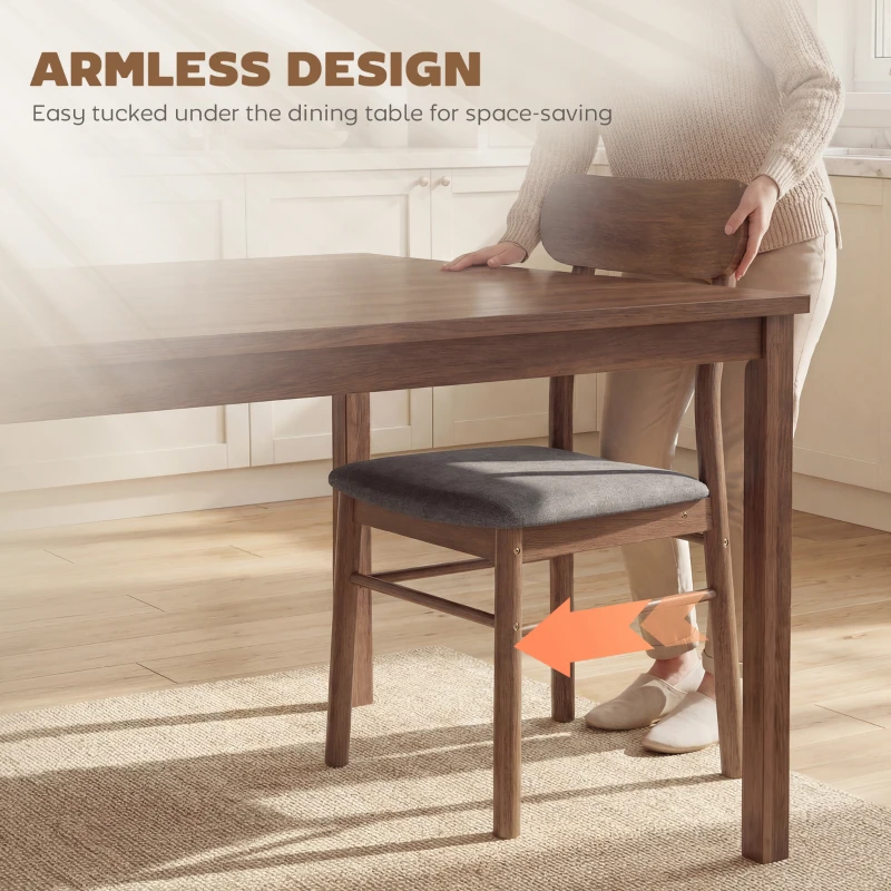 HOMCOM Set of 4 Dining Chairs, Upholstered Dining Room Chairs with Rubberwood Legs and Padded Seat for Kitchen, Gray