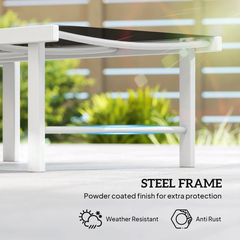 Outsunny Outdoor Lounge Chair, 5-Position Reclining Outdoor Chaise Lounge Tanning Chair with Mesh Seat, Black