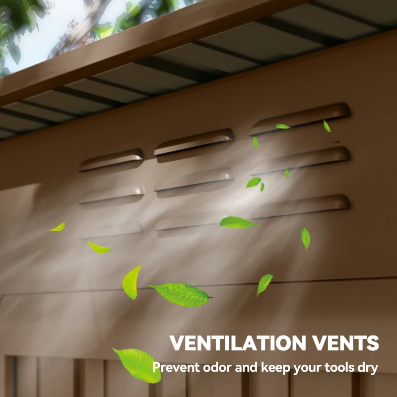 Outsunny 5.2' x 3.5' Outdoor Storage Shed, Easy to Assemble Metal Garden Shed, for Backyard, Lawn, Patio, Light Brown